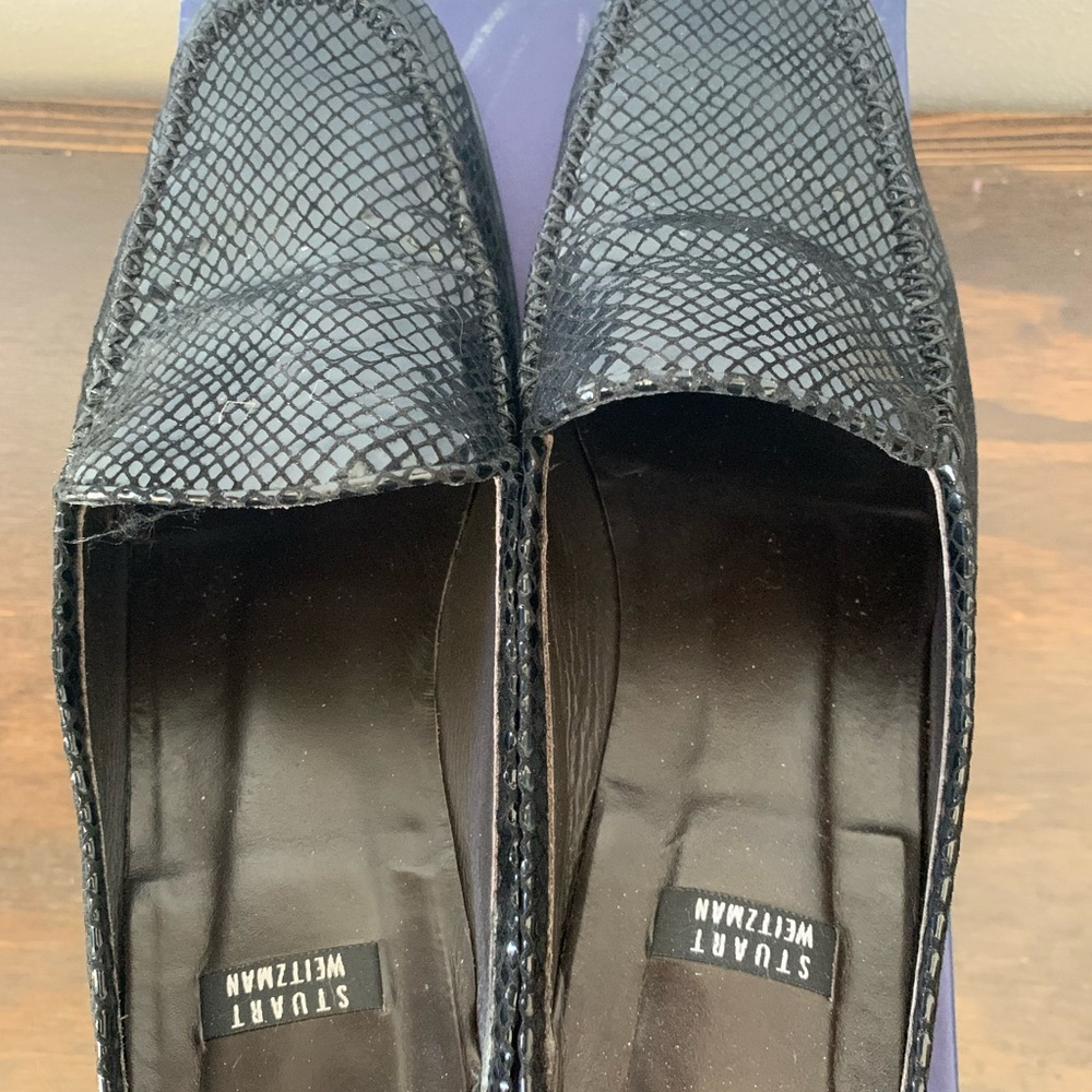 Black croc leather mule